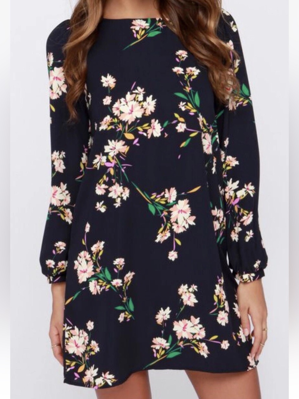 Lulus Herbaceous Babe Navy Floral Print Shift Dress. Size XS. NWT.